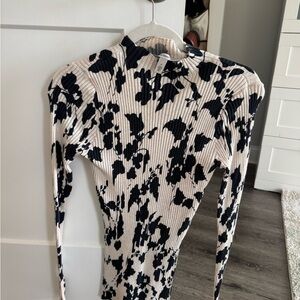 Autumn Cashmere Black and Cream Floral Top